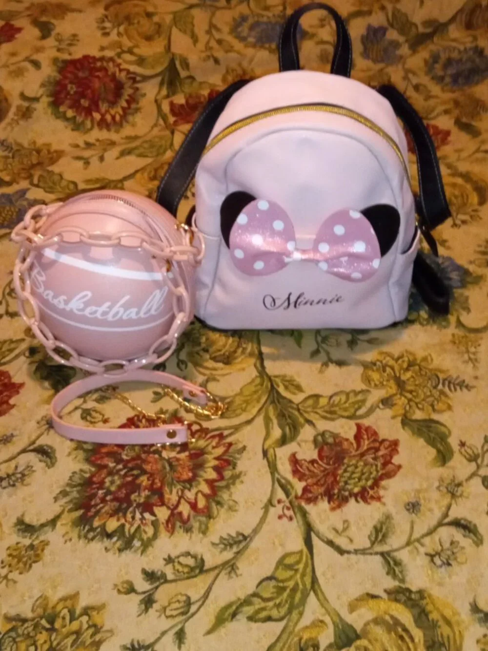 GIRLS BACK TO SCHOOL PINK DISNEY BACKPACK AND CROSSBODY BASKETBALL BAG